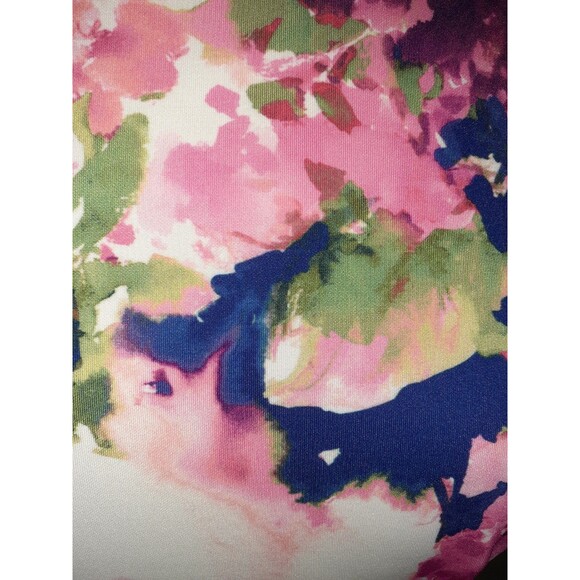 DKNY Size 12 Sheath Dress Pink White Green Floral Sleeveless Stretch Knee Length - Picture 2 of 6